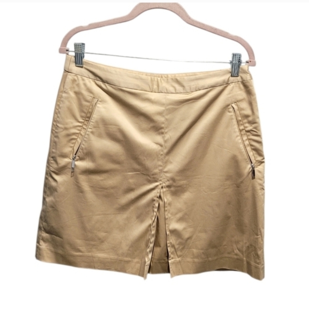 NWT Ralph Lauren Golf Skort Khaki Cotton Zip Pockets Size 12